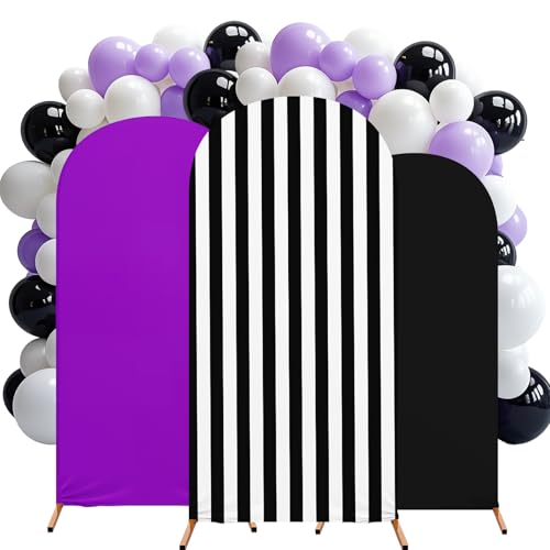 RimCereal Bogen-Hintergrundabdeckung, Set mit 3 Stück, für Hochzeitsbögen, Spandex, 1,2 m, 1,5 m, 1,8 m, für Hochzeit, Geburtstag, Bankett, Zeremonie, Dekoration, Schwarz von RimCereal
