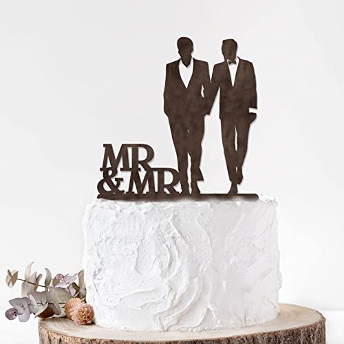 Rimego Gay Wedding Cake Topper - Groom And Groom Silhouette - LGBT Hochzeit - Two Men Stehender Cake Topper Hochzeit Geschenk für Schwule Paar Männer Jahrestag Dekoration Rimego Gay Wedding Cake Topper - Groom And Groom Silhouette - LGBT Hochzeit - Two Men Stehender Cake Topper Hochzeit Geschenk für Schwule Paar Männer Jahrestag Dekoration von Rimego