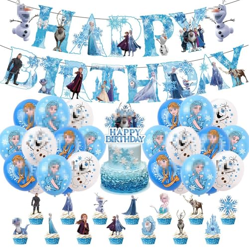 Eisprinzessin Geburtstagsdeko Set Mädchen 35 TLG, Winterprinzessin Partydeko mit Luftballons, Happy Birthday Banner, Cupcake Topper & Band, Blau Deko für Kindergeburtstag 4 Jahre Eisprinzessin Geburtstagsdeko Set Mädchen 35 TLG, Winterprinzessin Partydeko mit Luftballons, Happy Birthday Banner, Cupcake Topper & Band, Blau Deko für Kindergeburtstag 4 Jahre von Rimtpuz