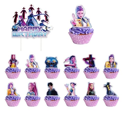 Kpop‑Dämonenjäger Happy Birthday Tortendeko Set, 25 Stück Cake Topper Geburtstag, Happy Birthday Topper, Kuchen Deko Set, Anime Party Deko Kindergeburtstag Junge Mädchen Kpop‑Dämonenjäger Happy Birthday Tortendeko Set, 25 Stück Cake Topper Geburtstag, Happy Birthday Topper, Kuchen Deko Set, Anime Party Deko Kindergeburtstag Junge Mädchen von Rimtpuz