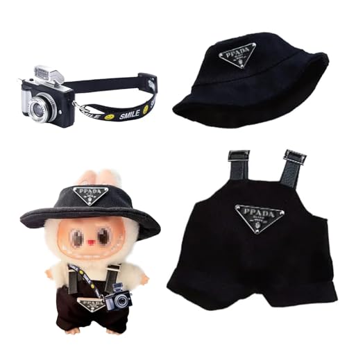 Labubu Kleidung für 17 cm Puppe, Labubu Clothes, handgemachte Häkelarbeiten, 3-teiliges Set mit eleganten Accessoires, Kleidung für Labubu (E) von Rimtpuz