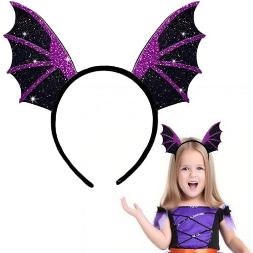 Rimtpuz Halloween Fledermaus Haarreif Lila, Fledermaus Haarreife für Damen und Kinder, Lustiger Haarschmuck zu Karneval, Fasching & Halloween Kostüm Party Zubehör von Rimtpuz