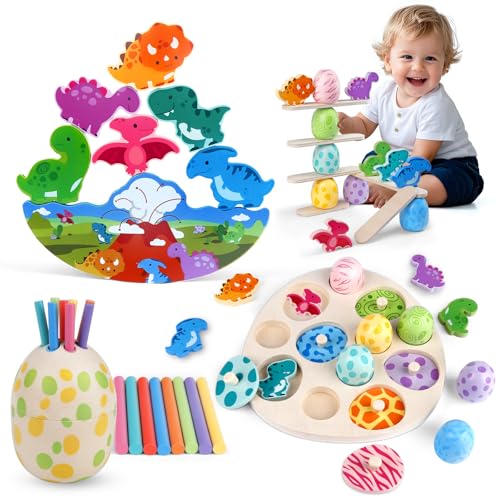 Montessori Spielzeug ab 2 3 Jahre, 4 in1 Dinosaurier-Stapelspielzeug aus Holzspielzeug ab 2-5 Jahr, Kinder Holzpuzzle Motorikspielzeug Lernspiele ,Geschenk 1-3 Mädchen Jungen Montessori Spielzeug ab 2 3 Jahre, 4 in1 Dinosaurier-Stapelspielzeug aus Holzspielzeug ab 2-5 Jahr, Kinder Holzpuzzle Motorikspielzeug Lernspiele ,Geschenk 1-3 Mädchen Jungen von Rincalivestra