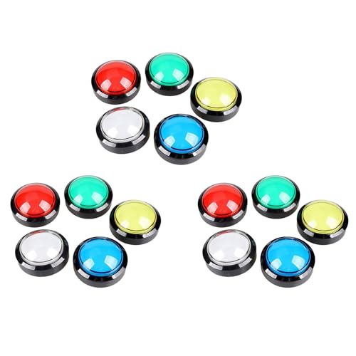 Rinteea 15X Arcade Tasten 60mm Dome 2,36 LED Taster mit Mikroschalter für Arcade Maschinen Video Spiel Konsole von Rinteea