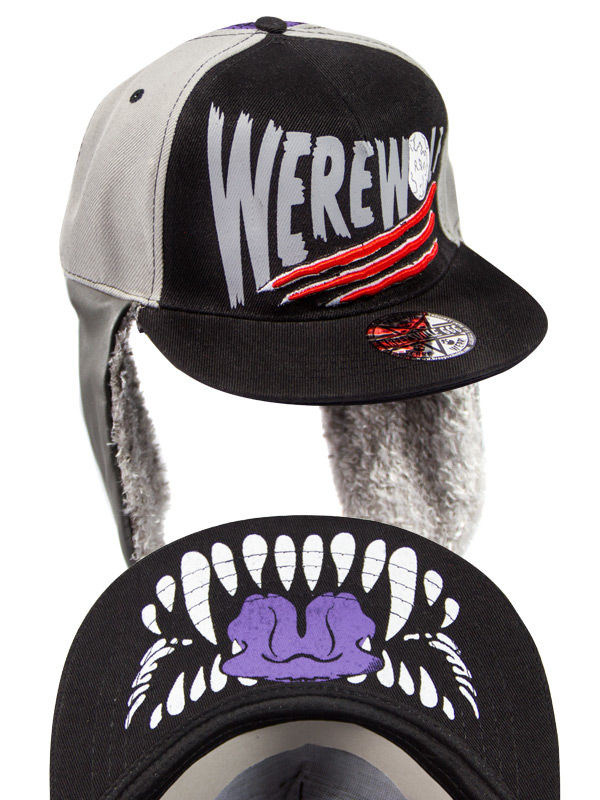 Kreepsville-Basecap Werwolf-Cap mit Ohrenwärmern schwarz-grau von Ripper Merchandise LTD - KF