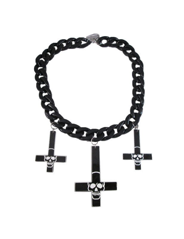 Kreepsville Gothic Halskette Kreuz Totenschädel schwarz-weiss Kreepsville Gothic Halskette Kreuz Totenschädel schwarz-weiss von Ripper Merchandise LTD - KF