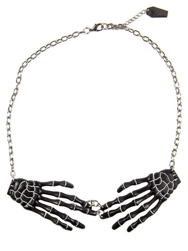 Kreepsville Gothic Halskette Skeletthände schwarz von Ripper Merchandise LTD - KF