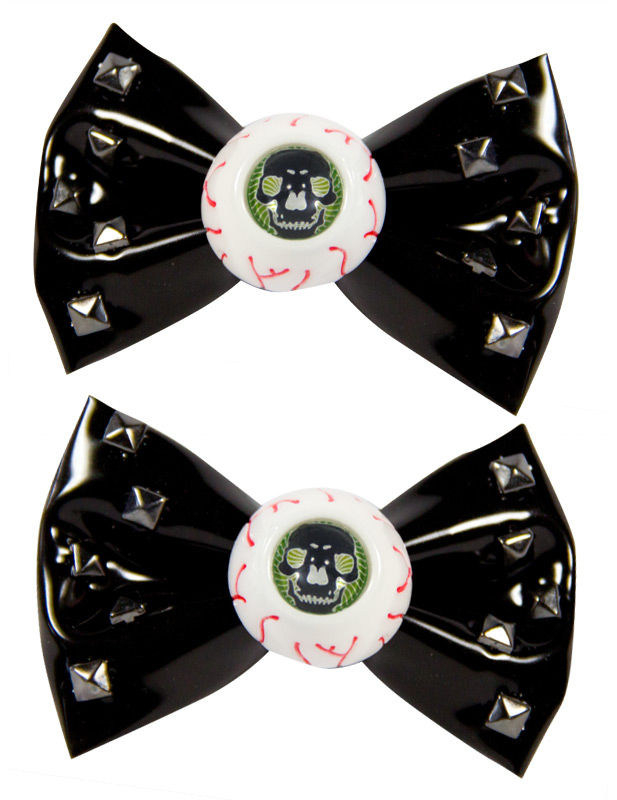 Kreepsville-Haargummis Augen mit Schleifen Halloween-Haarschmuck 2 Stück schwarz-weiss Kreepsville-Haargummis Augen mit Schleifen Halloween-Haarschmuck 2 Stück schwarz-weiss von Ripper Merchandise LTD - KF
