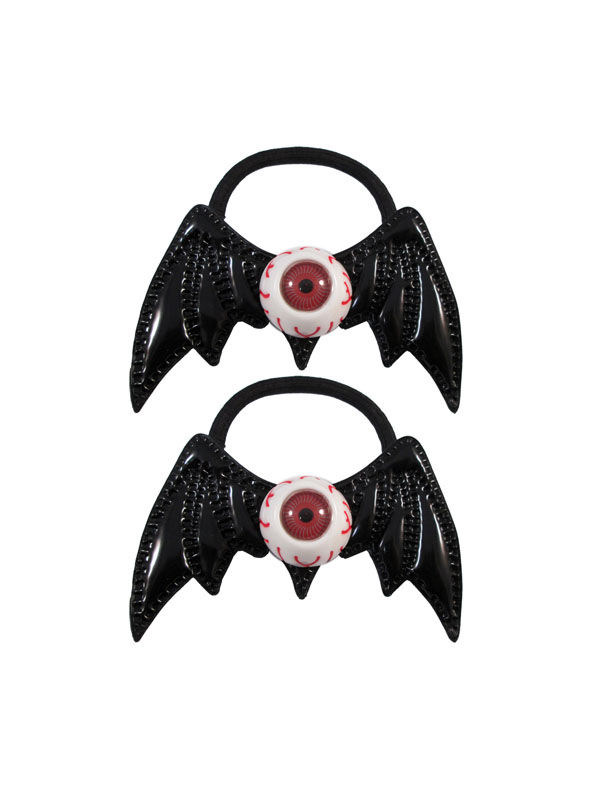 Kreepsville Haargummis Fledermaus mit Auge 2 Stück schwarz-weiss von Ripper Merchandise LTD - KF