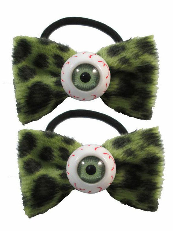 Kreepsville Haargummis Leopardenmuster mit Augen 2 Stück grün-schwarz von Ripper Merchandise LTD - KF