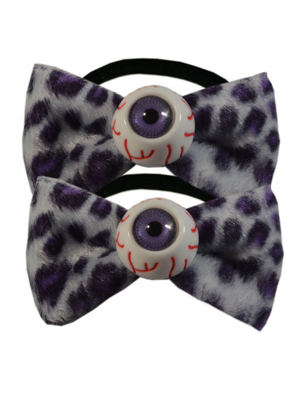 Kreepsville Haargummis Leopardenmuster mit Augen 2 Stück weiss-lila von Ripper Merchandise LTD - KF