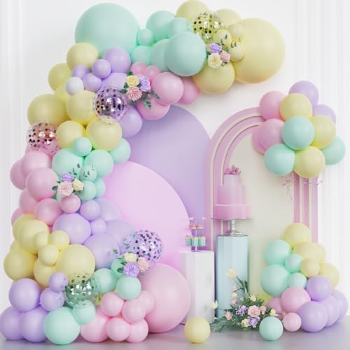 147Stück Pastell Macaron Luftballon Girlande Arch Kit, Rosa Lila Ballons Geburtstagsdekoration Mädchen für Geburtstag Baby Shower Party Dekoration 147Stück Pastell Macaron Luftballon Girlande Arch Kit, Rosa Lila Ballons Geburtstagsdekoration Mädchen für Geburtstag Baby Shower Party Dekoration von Riqiaqia