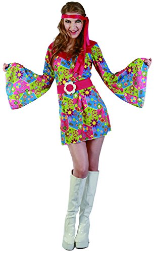 Rire Et Confetti – Fichip012 – Kostüm für Erwachsene – Hippie Floral – Damen – Größe L von Rire Et Confetti