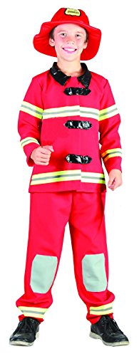 Rire Et Confetti – Ficpol022 – Kostüm für Kinder – Kostüm Kleiner Feuerwehrmann rot Luxe – Jungen – Größe L von Rire Et Confetti