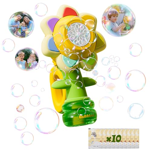 RISINGOR Blumen Seifenblasen Maschine, Seifenblasenmaschine Kinder mit Lichtern und Tanzt, Outdoor & Indoor Kinder Geschenk Bubble Machine Toys für Geburtstag Hochzeit Camping Partys (Gelb) von Risingor