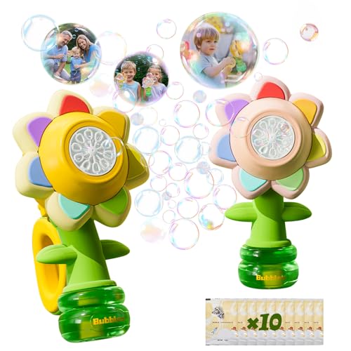 RISINGOR Blumen Seifenblasen Maschine, Seifenblasenmaschine Kinder mit Lichtern und Tanzt, Outdoor & Indoor Kinder Geschenk Bubble Machine Toys für Geburtstag Hochzeit Camping Partys (Rosa) von Risingor