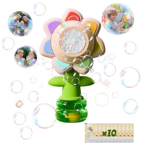 RISINGOR Blumen Seifenblasen Maschine, Seifenblasenmaschine Kinder mit Lichtern und Tanzt, Outdoor & Indoor Kinder Geschenk Bubble Machine Toys für Geburtstag Hochzeit Camping Partys (Rosa) von Risingor