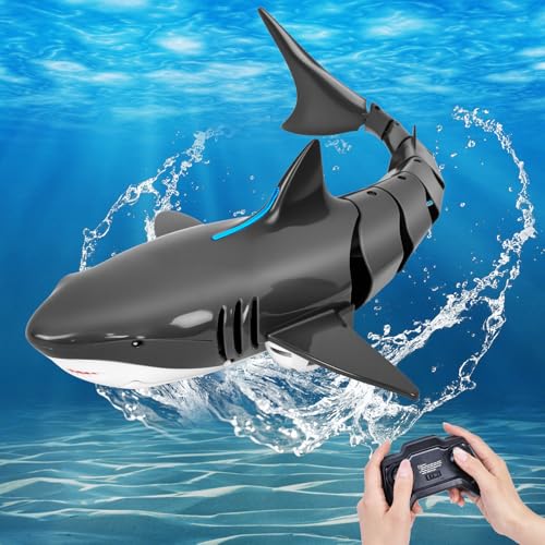 Risingor Ferngesteuertes Hai-Spielzeug, 2.4GHz RC Boot Simulation Hai Wasserspielzeug, PoolSpielzeug Elektrischer Haiboot Ferngesteuert Spielzeug Geschenk für 5+ Jahre Jungen Mädchen,Schwarz Risingor Ferngesteuertes Hai-Spielzeug, 2.4GHz RC Boot Simulation Hai Wasserspielzeug, PoolSpielzeug Elektrischer Haiboot Ferngesteuert Spielzeug Geschenk für 5+ Jahre Jungen Mädchen,Schwarz von Risingor