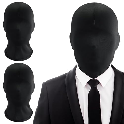 Risipu Schwarze Vollgesichtsmaske, Halloween, Spandex, gesichtslos, Morph-Maske, Vollkopfabdeckung, Zentai-Kapuzenmaske für Halloween, Party, Kostüm, Cosplay, Unisex, Erwachsene, Herren, Damen von Risipu
