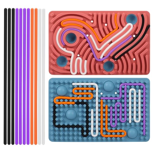 Risipu Sensorik Activity Board Sensorisches Aktivitätsbrett Motorikboard zur Entwicklung manueller Fähigkeiten Montessori Board EIN Sich Windender Wurm mit Matrize (blau-rosa) von Risipu