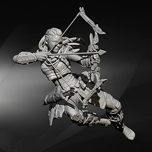 Risjc 1/24 75 mm Fantasy Bogenschützin Harz Miniatur-Charaktermodell Unbemaltes und Nicht zusammengebautes Modellbausatz – 1D9271 von Risjc