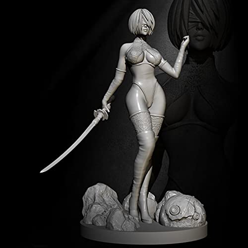 Risjc 1/24 75mm Fantasy weibliche Kriegerin Resin Miniatur-Charaktermodell unbemalt und unmontiert Modellbausatz – 1K7393 von Risjc