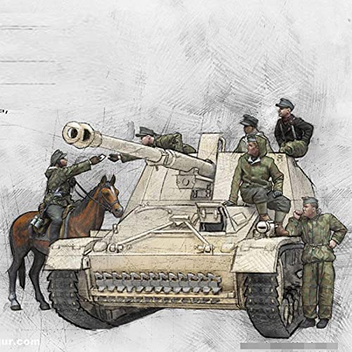 Risjc 1/35 Resin Soldat Modell 6-Mann WWII Panzersoldat und Horseback Intelligence Soldat (mit Pferd) weißes Modell Kit // N03547 von Risjc
