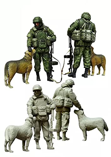 Risjc 1/35 Russischer Commando Soldat und Armeehund Resin Soldier Modell unbemalt und unmontiert Miniaturmodellbausatz/D36074 von Risjc