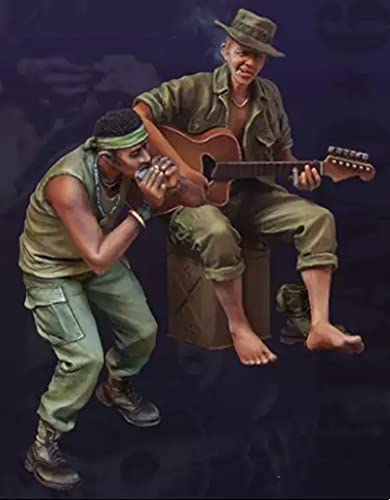 Risjc 1:35 Vietnamkrieg Amerikanische Soldaten Unterhaltungsperformance Resin Soldatenmodell (2 Personen) unbemalt und unmontiert Miniaturmodellbausatz/R07312 von Risjc