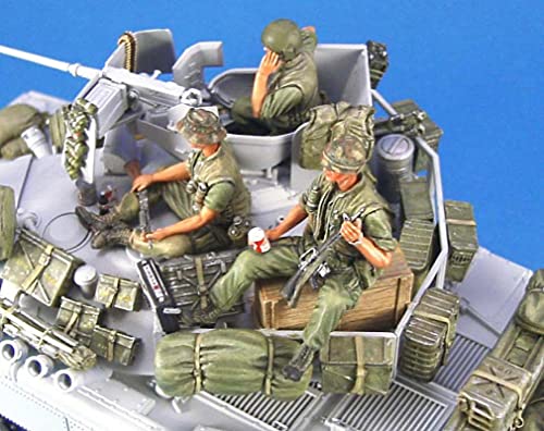 Risjc 1:35 Vietnamkrieg US Army Panzerbesatzung Resin Soldatenmodell (3 Personen, ausgenommen Fahrzeuge) unbemalt und unmontiert Miniaturmodellbausatz/R62104 von Risjc