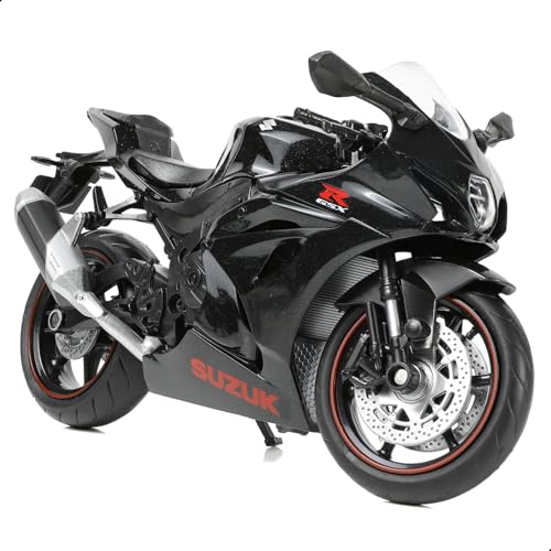Risopen Motorrad Spielzeug für Kinder 1:12, Legierung Mini Motorcycle Modell Kompatibel für Suzuki GSX R1000R Motorrad Miniatur Nachbildung Geburtstag Geschenke für Motorradmodell Fans -Black von Risopen