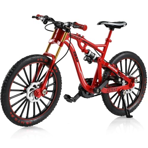 Risopen 1:8 Skala Druckguss Metall Mini Mountainbike Fahrrad Modell Spielzeug Finger BMX Spielzeug Desktop Dekoration Handwerk für Radfahren Liebhaber (rot) von Risopen