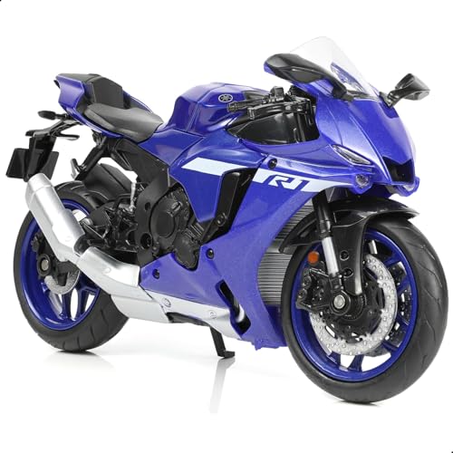 Risopen 1:12 Motorrad Modell kompatibel für Yamaha YZF-R1M 1000R Legierung Diecast Motorrad Modell Spielzeug Mini Moto Geschenk (blau) von Risopen