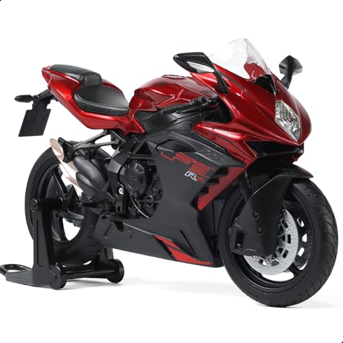 Risopen 1/12 Motorrad-Modellspielzeug kompatibel für MV Agusta F3 RR, Legierungs-Druckguss-Motorradmodell kein Zusammenbau erforderlich Mini-Racing-Moto-Kollektion für Erwachsene (Rot) von Risopen