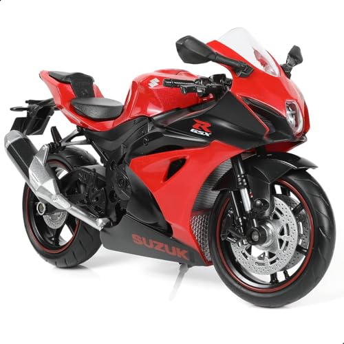 Risopen Motorrad Spielzeug für Kinder 1:12, Legierung Mini Motorcycle Modell Kompatibel für Suzuki GSX R1000R Motorrad Miniatur Nachbildung geburtstag geschenke für Motorradmodell Fans -Rot von Risopen