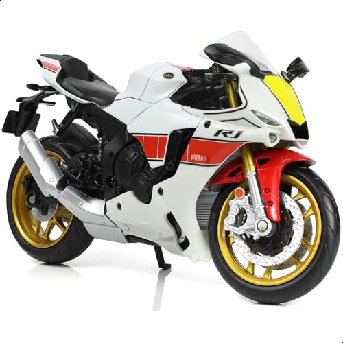 Risopen 1:12 Motorrad Modell kompatibel für Yamaha YZF-R1M 1000R Legierung Diecast Motorrad Modell Spielzeug Mini Moto Geschenk (weiß) von Risopen