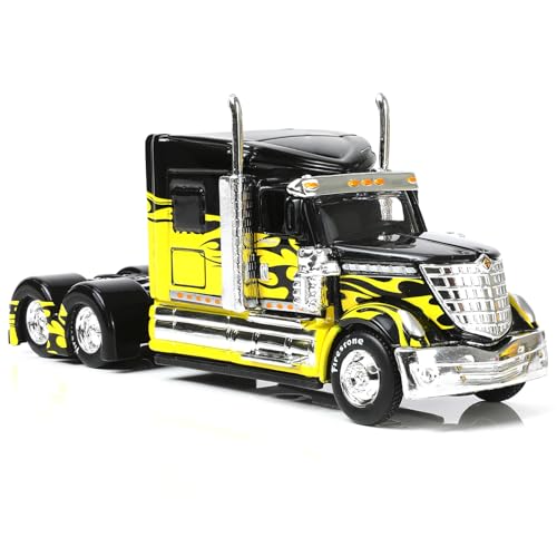 Risopen LKW Spielzeug 1/64, Metall Aus Modelle Lastwagen Spielzeug, International Lonestar Semi Truck Diecast Abschleppwagen für Boys und Auto Models Sammler-Gelb von Risopen