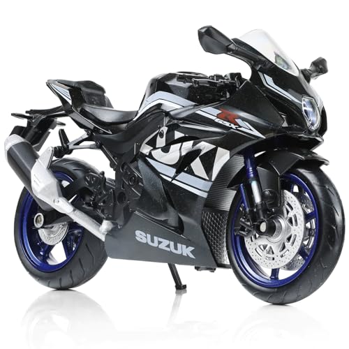Risopen 1:12 Motorrad-Modell-Spielzeug kompatible für Suzuki GSX R1000R, Metalldruckguss mit Kunststoff-Motorradmodell, Keine Montage erforderlich, Mini-fertiges Moto-Geschenk für Erwachsene (blau) von Risopen