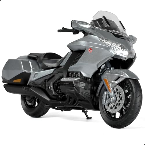 Risopen 1:12 Motorrad Modell kompatibel für Honda Goldwing Legierung Diecast Motorrad Modell Spielzeug Mini Moto Geschenk (grau) von Risopen