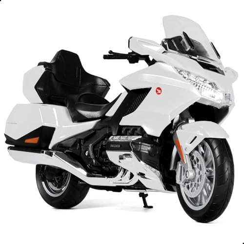 Risopen 1:12 Motorrad Modell kompatibel für Honda Goldwing Legierung Diecast Motorrad Modell Spielzeug Mini Moto Geschenk (weiß) von Risopen