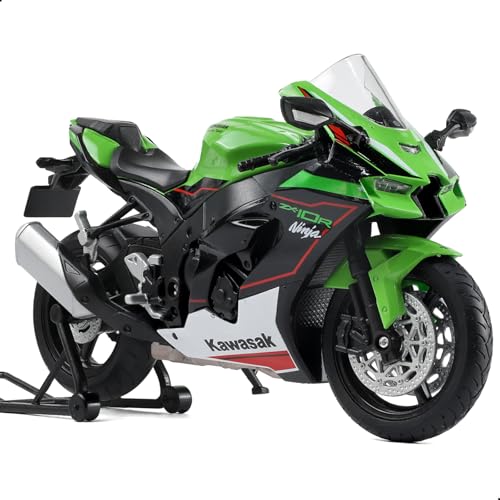 Risopen 1:12 Motorrad-Modellspielzeug für Kawasaki Ninja ZX-10R, Metalldruckguss mit Kunststoff-Motorradmodell für Welly, kein Zusammenbau erforderlich, Mini-Fertigmoto für Erwachsene (Grün) von Risopen