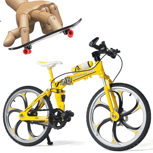 Risopen 1:8 Skala Druckguss Metall Mini Mountainbike Fahrrad Modell Spielzeug Finger BMX Spielzeug Desktop Dekoration Handwerk für Radfahren Liebhaber (gelb) von Risopen