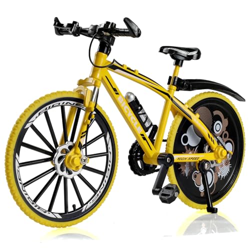 Risopen 1:8 Skala Druckguss Metall Mini Rennrad Fahrrad Modell Spielzeug Finger BMX Spielzeug Desktop Dekoration Handwerk für Radfahren Liebhaber (gelb) von Risopen