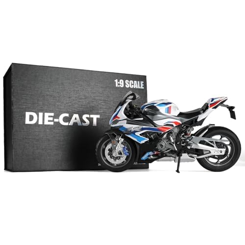 Risopen 1:9 Motorrad Modell kompatibel für BMW M 1000RR Metall Druckguss Motorrad Modell Keine Montage erforderlich Mini Finished Moto Geschenk für Erwachsene (Weiß) von Risopen