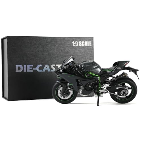 Risopen 1:9 Motorrad Modell kompatibel für Kawasaki Ninja H2R Legierung Diecast Motorrad Modell Spielzeug Road Version Mini Moto Geschenk (schwarz) von Risopen