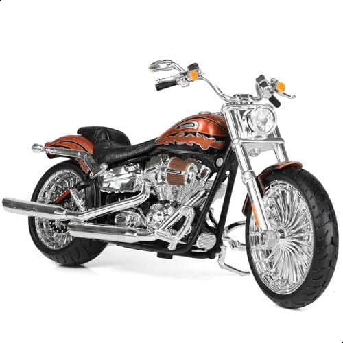 Risopen Motorradspielzeug kompatibel für Harley Davidson 1:12 Mini Motorradmodell Dascast Moto für 5-7 Zoll Puppensitzendekoration Moto Spielzeuggeschenk für Kinder (orange) von Risopen