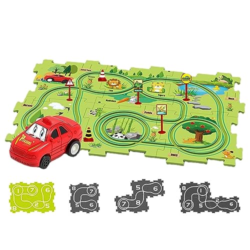 Puzzle-Track-Spielset | Langlebiges und lustiges Schienenspielzeug für Eisenbahnwaggons - Lernspielzeug für Kinder Jungen und Mädchen ab 3 Jahren, Eisenbahnschienen-Set, Spielsets Ristyur von Ristyur
