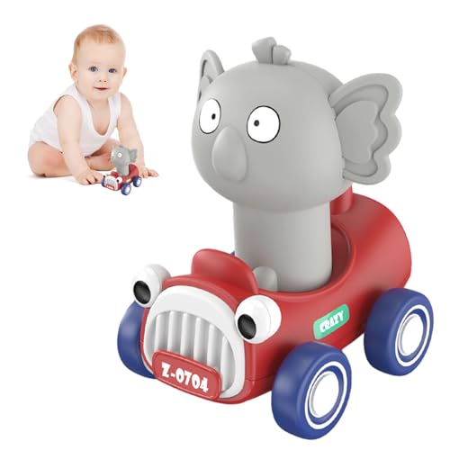 Ristyur Drücken Sie Spielzeugauto - Interaktives Spielfahrzeug mit Cartoon-Tier | Entzückendes, lustiges, kreatives Pull-Back-Press-and-Go-Fahrzeug, interaktives Spielzeug, Geburtstagsgeschenke von Ristyur