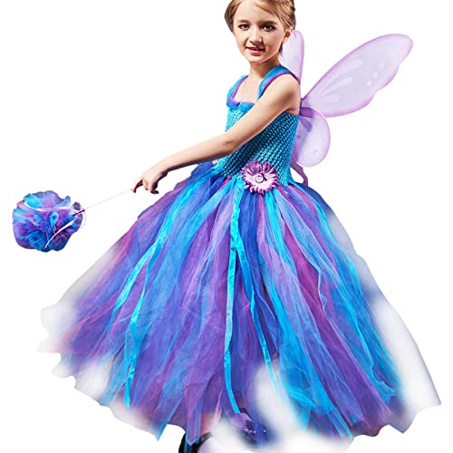 Ristyur Festzugkleider für Mädchen | Mädchen-Fee-Prinzessin-Kleid mit Zauberstab und Flügel - Mädchen-Prinzessin-Geburtstagsfeier-Elf-Fee-Kleider für Cosplay von Ristyur
