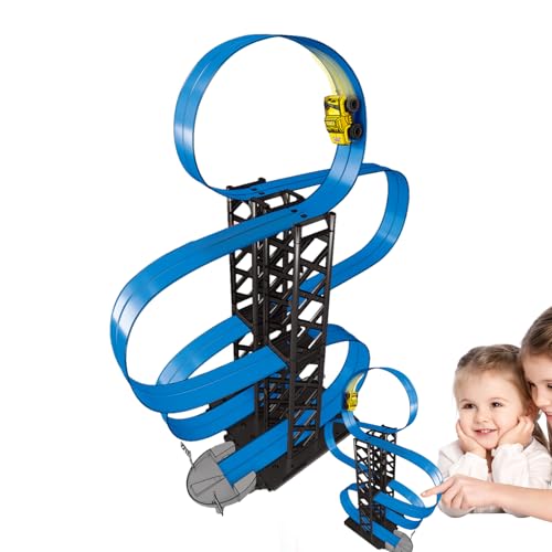 Ristyur Rennstrecken-Spielzeug, Rennstrecken-Set,Magnetische Rennbahn - Magnetschiene, einfache Installation, Reibungs-Rennwagen-Schienenset für Partytütenfüller, Partygeschenke, 4–6 Jahre alte von Ristyur